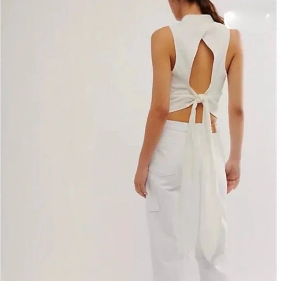 Free People Back it up waistcoat - white size large - Picture 2 of 6